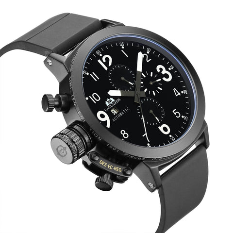 Men Automatic Self Wind Mechanical Rubber Strap Watch