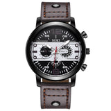 Sport Military Clock Leather Strap Wristwatch