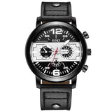 Sport Military Clock Leather Strap Wristwatch