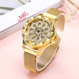 Women Watch Mesh Magnet 360 Degree Rotating Dial