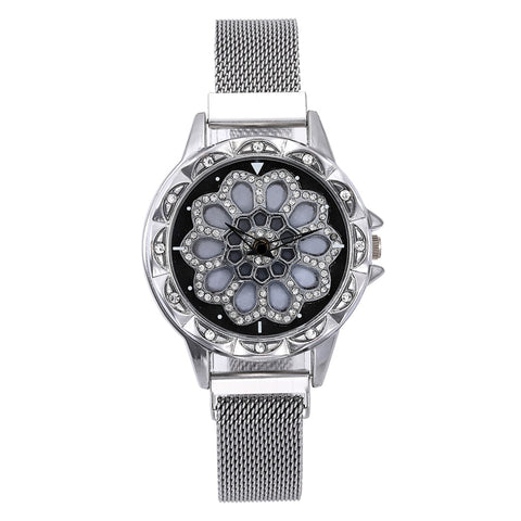 Women Watch Mesh Magnet 360 Degree Rotating Dial