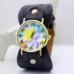 shsby Printed leather Bracelet women dress Watch