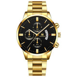 Men luxury business Quartz watch golden