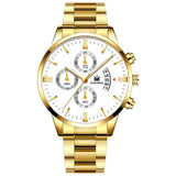 Men luxury business Quartz watch golden