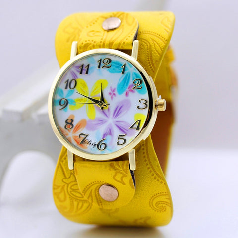 shsby Printed leather Bracelet women dress Watch